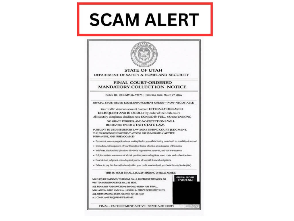 Park City residents report receiving fake ‘mandatory collection’ scam notices, Utah DPS warns