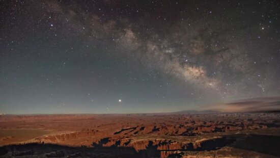The Milky Way over Grand View Point in Canyonlands NP.