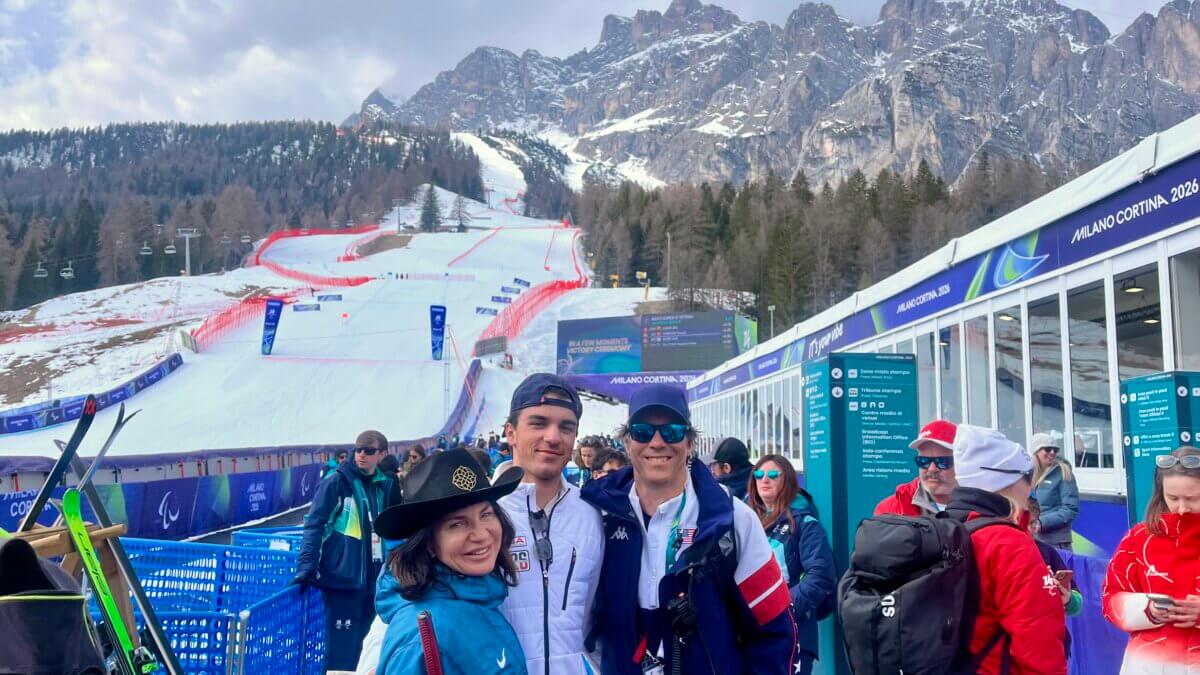 Danelle, Brockton, and Rob Umstead at the 2026 Paralympics in Milan Cortina.