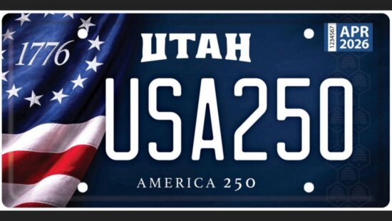 Utah's American 250 license plate design.
