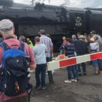 Spectators admire the Big Boy locomotive.