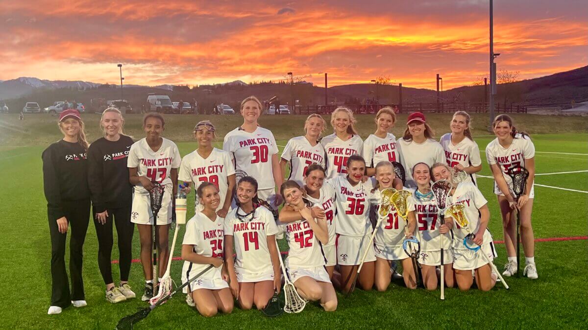 Junior Varsity Girls Lacrosse Team for Park City High School after their home win against Lone Peak in a Miners undefeated season.