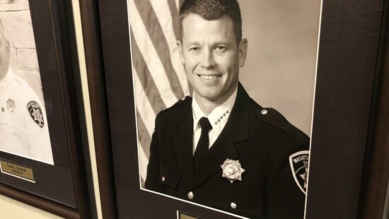 A portrait of Wasatch County Sheriff Jared Rigby hangs in the sheriff’s office in December 2021.