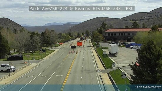 A UDOT webcam shows the Kearns Blvd shutdown.