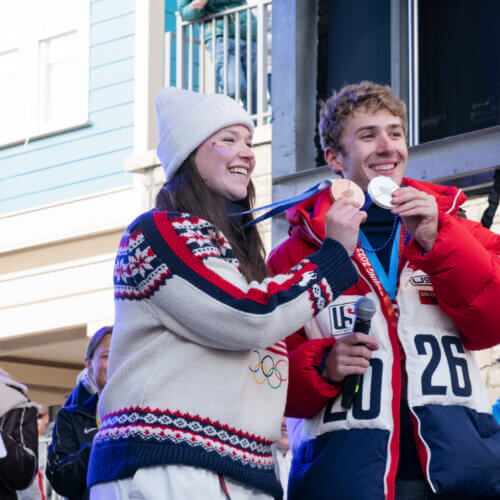 Olympic athletes Ashley Farquharson and Casey Dawson welcomed home in Park City following the Milano Cortina 2026 Winter Games.