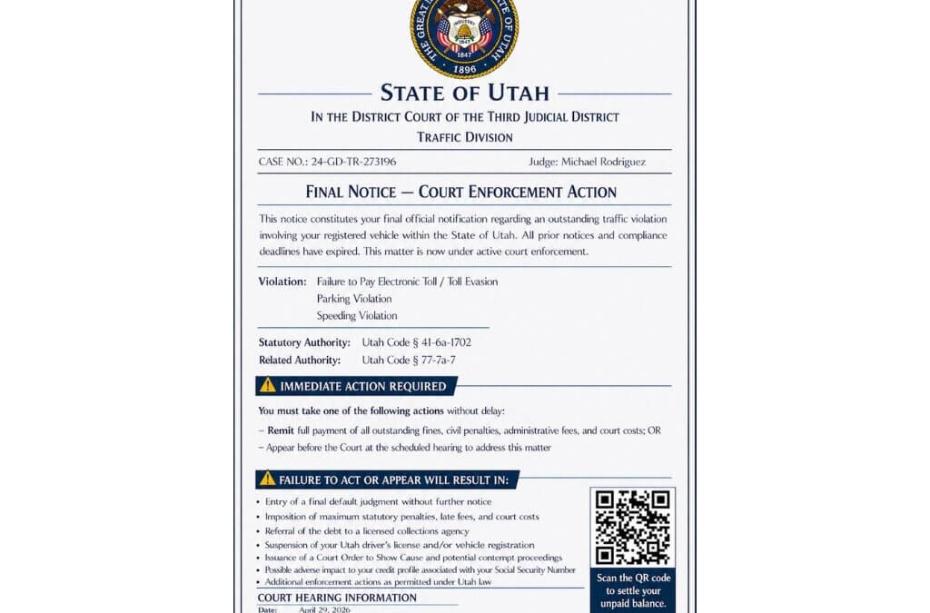 Park City police are warning residents about a fraudulent text message that uses an official-looking court notice and QR code to demand payment for alleged traffic violations.