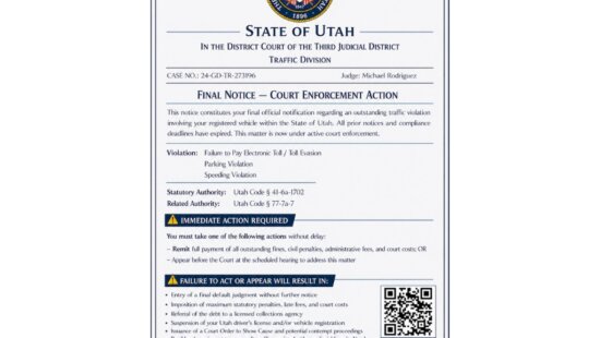 Park City police are warning residents about a fraudulent text message that uses an official-looking court notice and QR code to demand payment for alleged traffic violations.