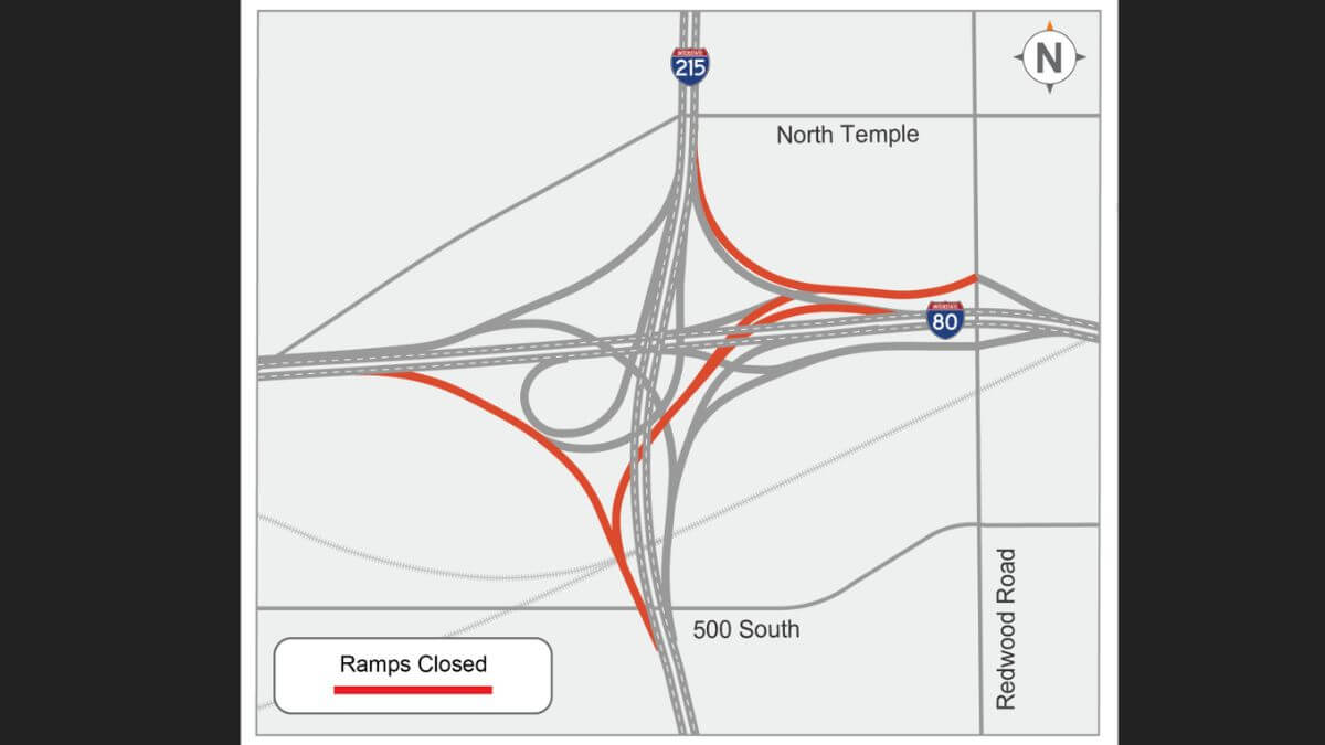 Ramp closures at the I-215 and I-80 interchange.