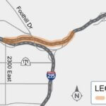 The highlighted segment shows where overnight lane closures will take place at the mouth of Parleys Canyon.