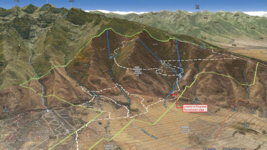 A map of the proposed ski area at the privately owned Ruby Mountain Ranch in Elko County, Nevada.