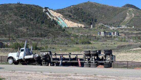 A side dump trailer tipped over Wednesday morning while working in the SR 224 construction area.