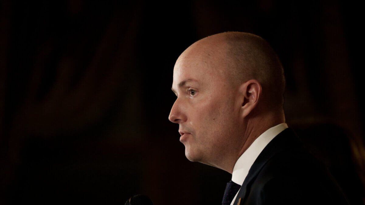 Gov. Spencer Cox speaks during a press conference at the Capitol in Salt Lake City on the final night of the legislative session, Friday, March 6, 2026.