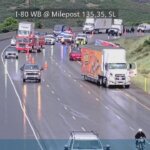 A crash on I-80 has closed two of three westbound lanes just before the evening commute.