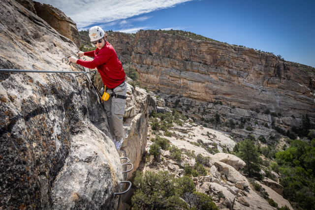 The Ashley Gorge Via Ferrata trail near Vernal, Utah.