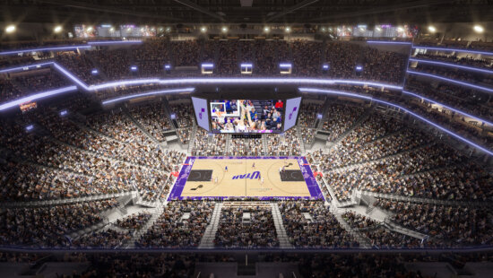 Delta Center renovations in play to the upper seating area.