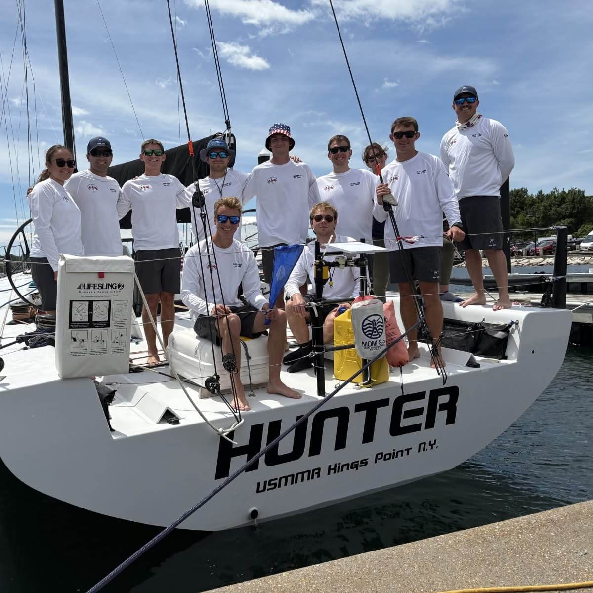 Marsh (second from right) and crew on the Hunter.