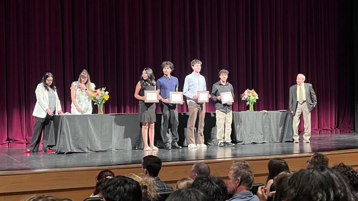 Back To Our Roots Eileen G. Bailey Memorial Scholarships recipients: (L-R) Emily Santander, Adolfo Riveroll, Augie Roepke, and Alexander Garcia Hernandez.