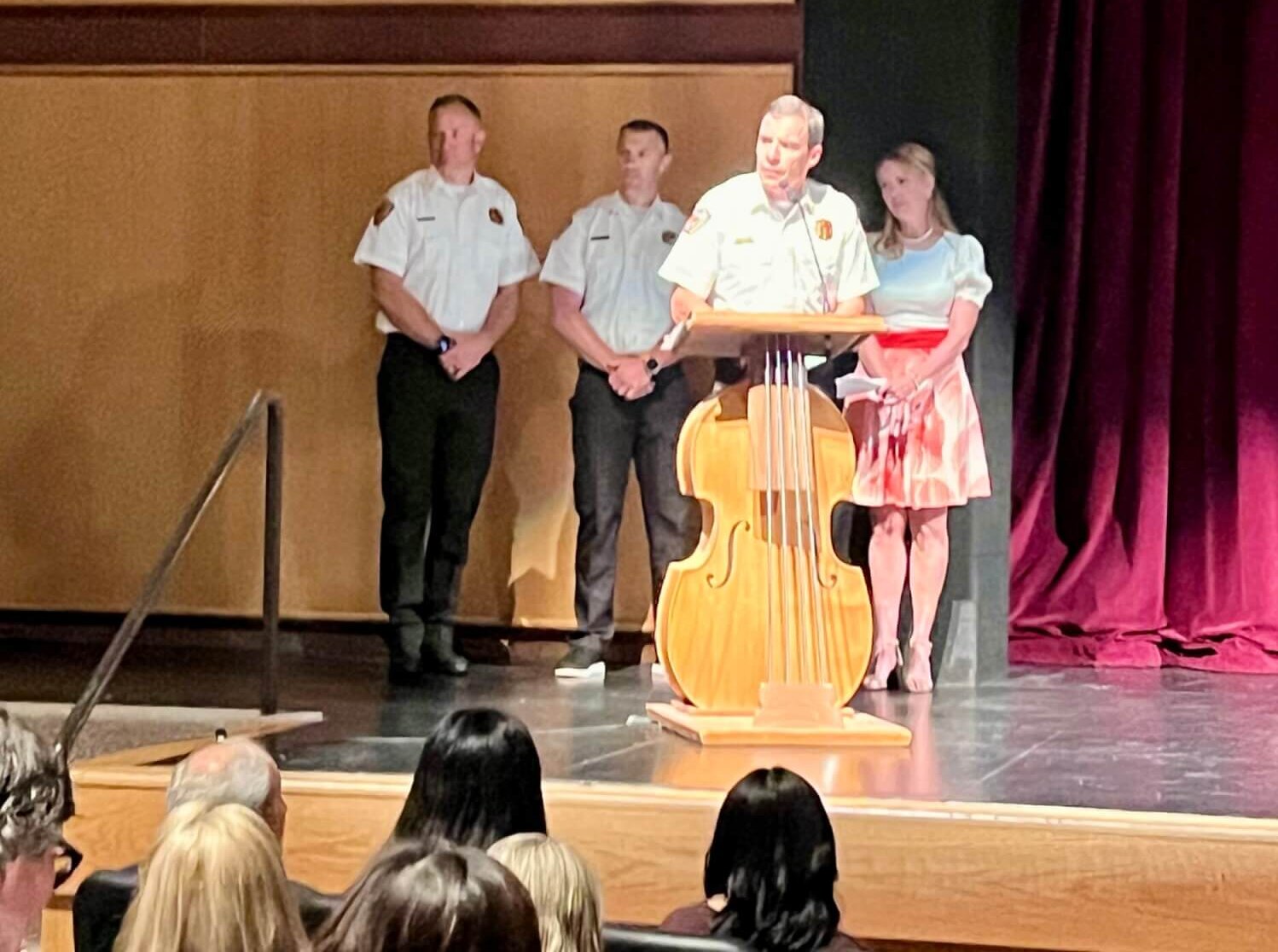Local law enforcement represented on stage.