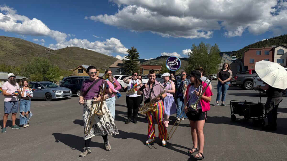Members of a Lavender Menaces Brass Coalition perform during Summit Pride Foundation’s second annual Park City Pride march and celebration on Sunday, May 31. The march began at Park City Mountain Resort’s Main Lot and continued to City Park.