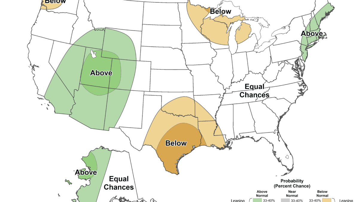 NOAA Climate Prediction Center seasonal precipitation outlook for July through September 2026. Green shading across Utah and the Four Corners indicates elevated odds of above-normal precipitation, with most of the region in the 33 to 40% range and a core area reaching 40 to 50%.