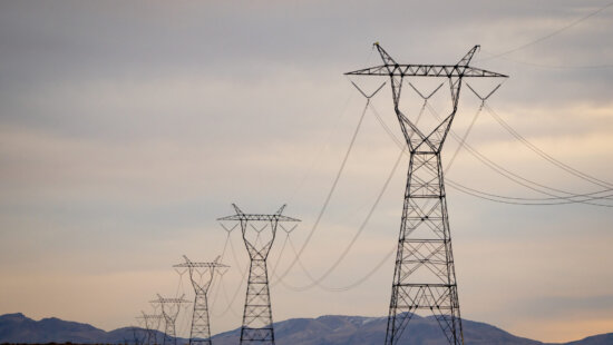 Transmission lines lead away from the coal-fired Intermountain Power Plant near Delta, Utah on Monday, Feb. 3, 2025.