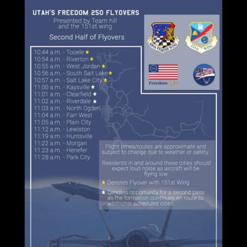 The schedule for Hill Air Force Base's jet flyover.