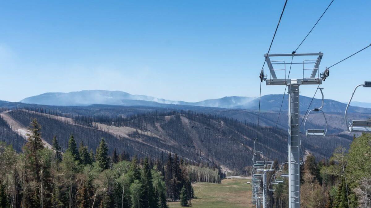 The view from Eagle Point's Monarch Lift after the Cottonwood Fire.