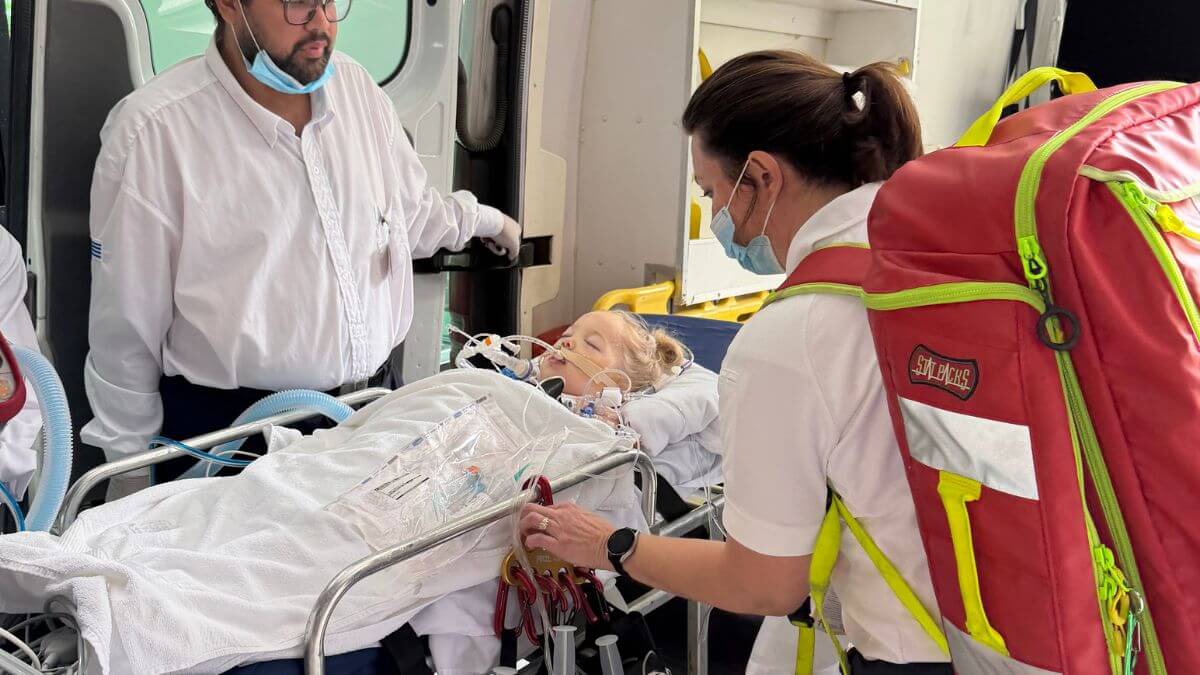 Estelle was transported from Uruguay to Utah to receive emergency medical treatment.