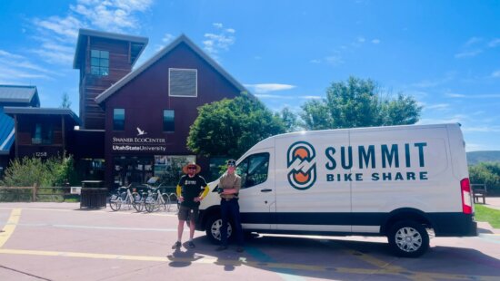 Summit County Bike Share rentals were the highest ever over the July 4th weekend. Seen here are employees Alec Bonham and Ryan McWhirter (L-R).