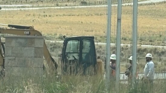 A Rocky Mountain Power truck at the visitor center intersection in Kimball Junction.
