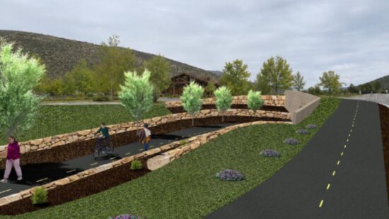A rendering of the preferred alternative, a skewed tunnel crossing Kearns Blvd at Snow Creek.