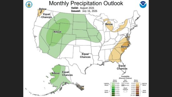 August 2026 precipitation forecast.