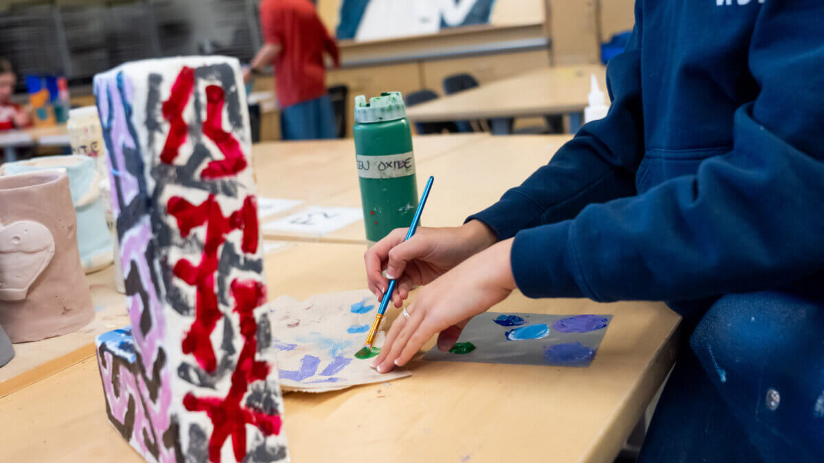 Students work in an art class at Wasatch Junior High School in Salt Lake City on Tuesday, March 12, 2024.