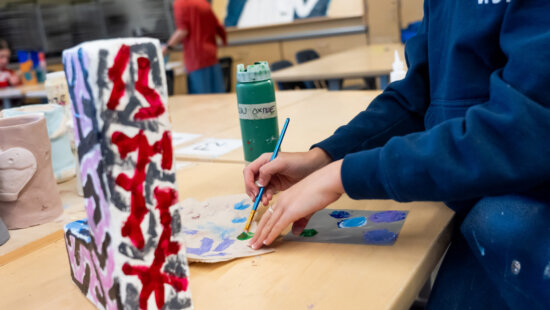 Students work in an art class at Wasatch Junior High School in Salt Lake City on Tuesday, March 12, 2024.