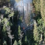 Aerial view of the fire burning above Park City Mountain.
