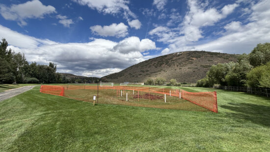 The area of the North 40 playing fields where the Park City School District was constructing a shot put facility without the proper permission and work was stopped by the city.