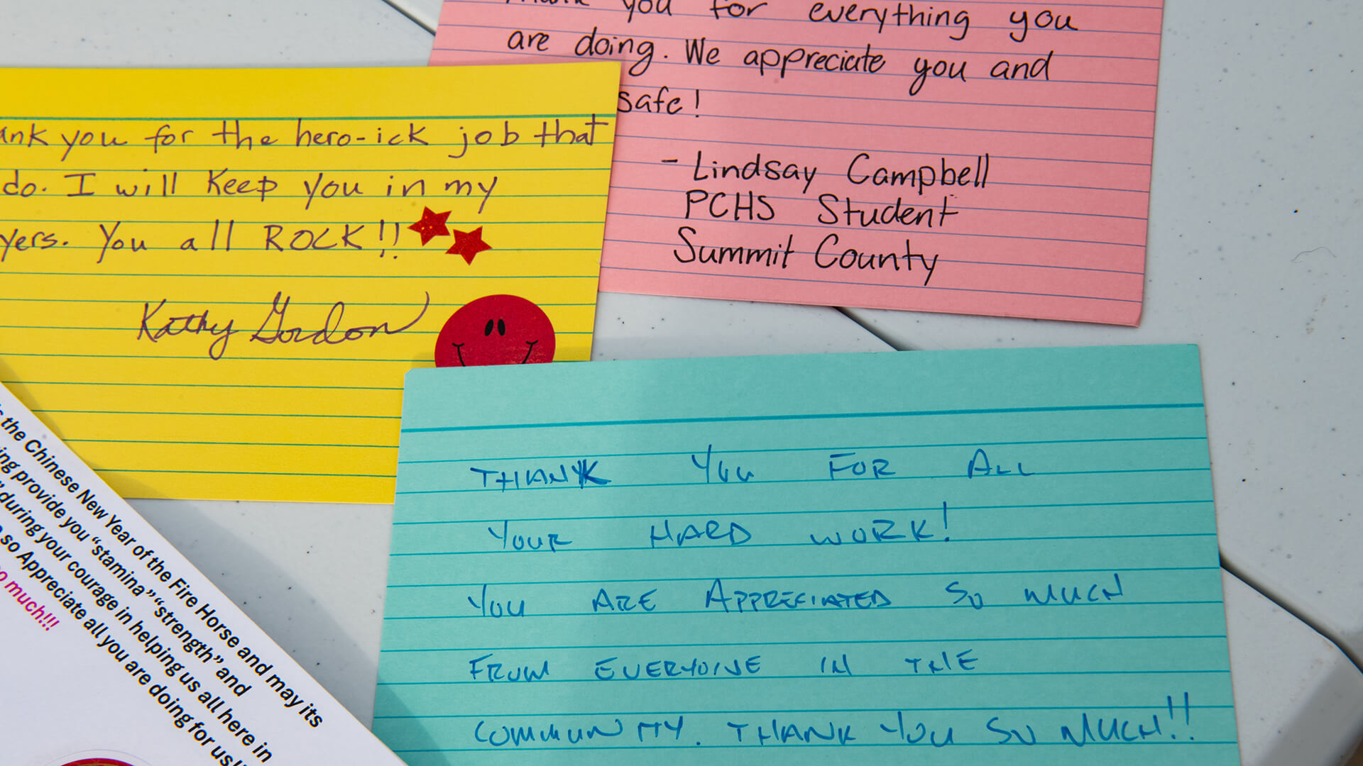 Notes of Encouragement to the First Responders of the Rocky Canyon Fire