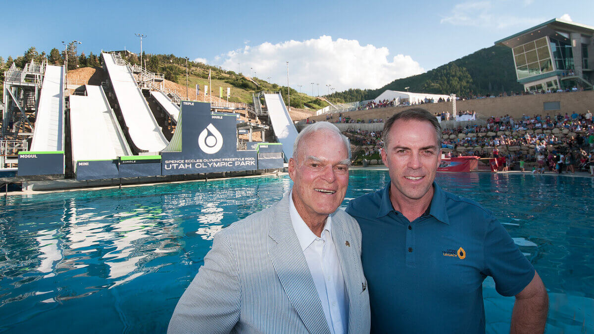Colin Hilton (R) passed away last night at his home in Park City. The UOP CEO is pictured here with his friend and colleague Spence Eccles years ago.