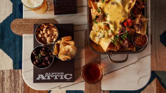 Alpine Attic is the billed as the place to be for aprés ski and sunset drinks.