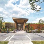 Renderings of the new Basin Recreation facility exterior.