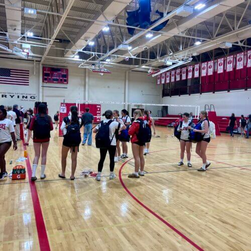 Post-game at Wednesday night's volleyball match.
