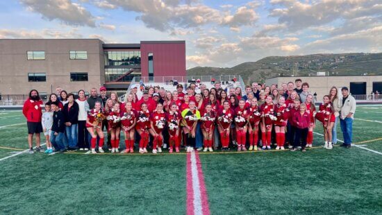 The players, parents, siblings, grandparents, and guardians of the PCHS Soccer Team gathered for Senior Night. Head Coach Anthony Dicicco is on the far left.