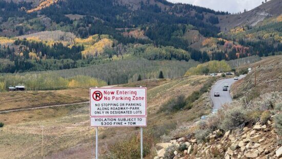 New "No Parking" signage near Bonanza Flat.