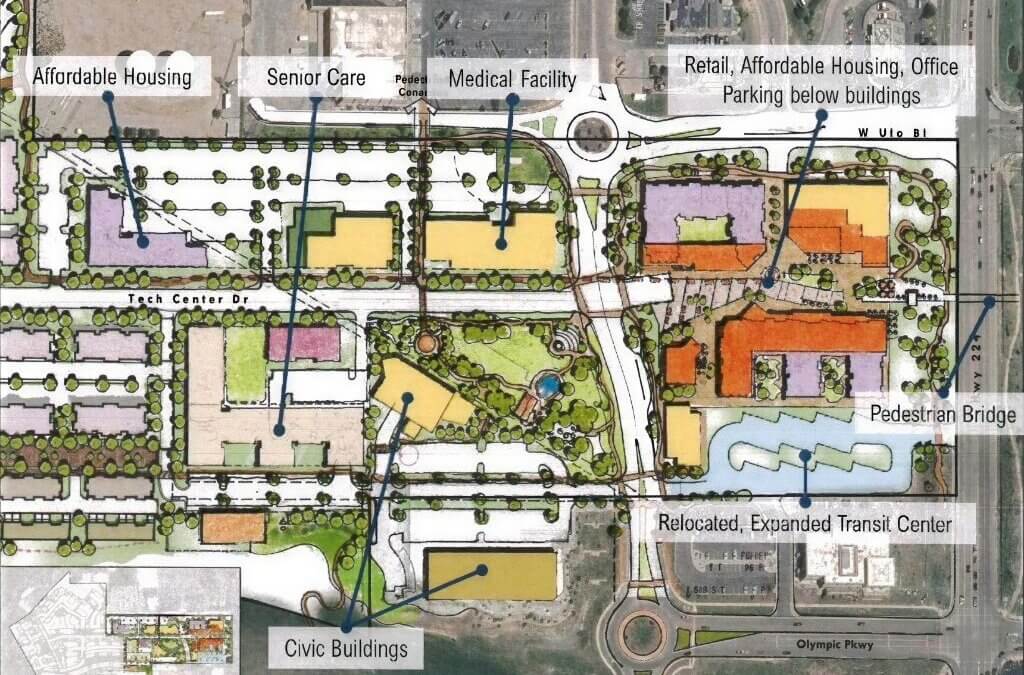 The approved preliminary subdivision plat divides part of the Altus property in Kimball Junction into six lots. Lot 1 is planned for the first market-rate housing phase, while Lot 2 is intended for 155 affordable units. Other lots are associated with medical, senior-living and community uses.