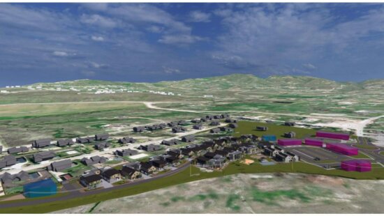 A rendering of the proposed Crossroads at Silver Creek development near I-80 and U.S. 40. The project includes 90 homes, commercial space, trails and open space.