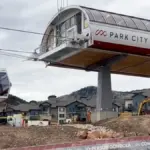The first cabins of the Canyons Village Skyway cycle through the terminal near the new parking structure, 30 days ahead of Park City Mountain’s Nov. 20