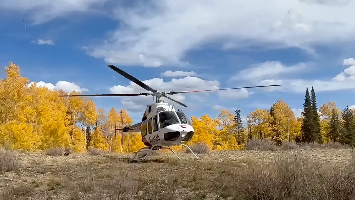 An Airmed helicopter responding to a hunting accident in Wasatch County.